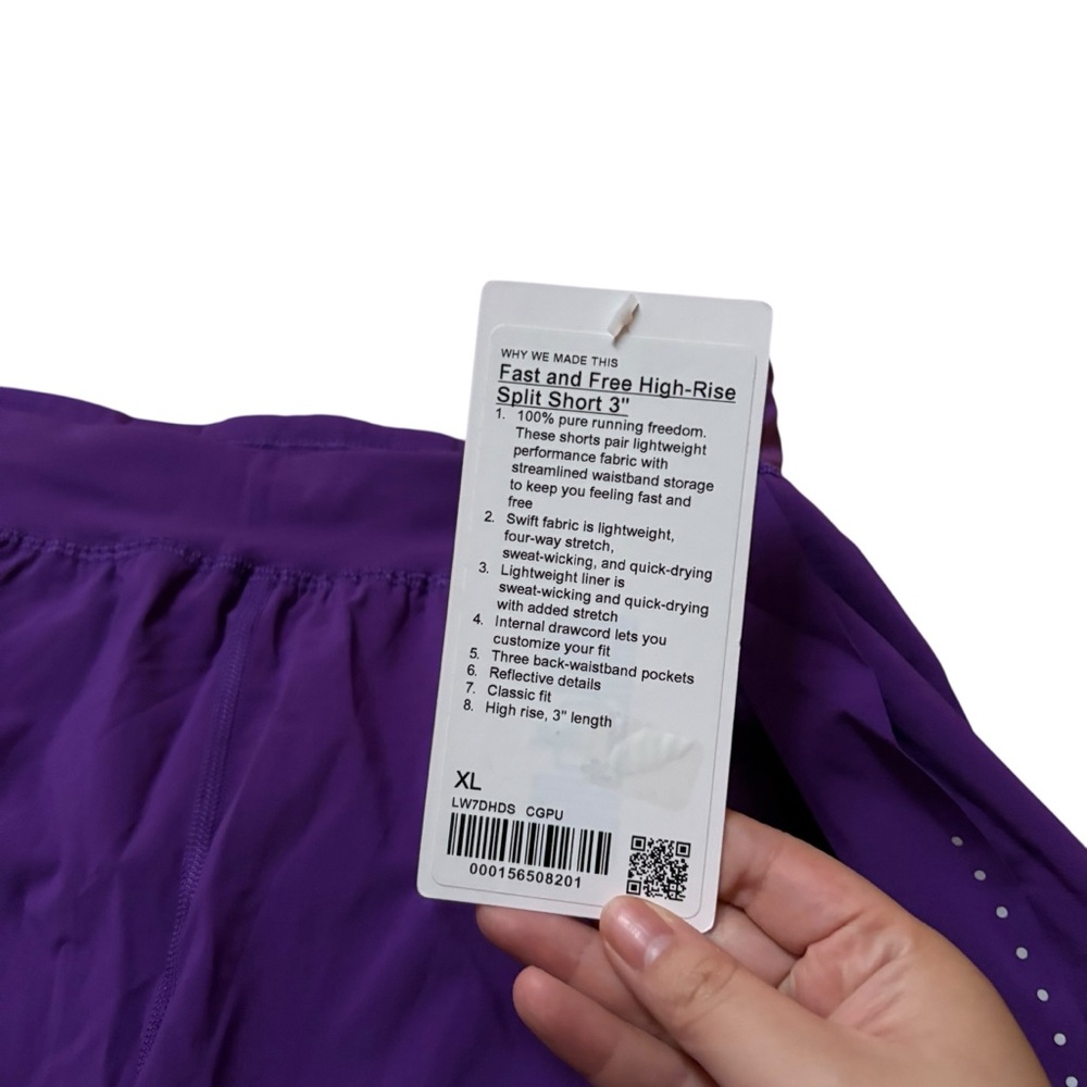 Lululemon Fast and Free High Rise Classic Fit Split Shorts 3" College Purple - Picture 5 of 5